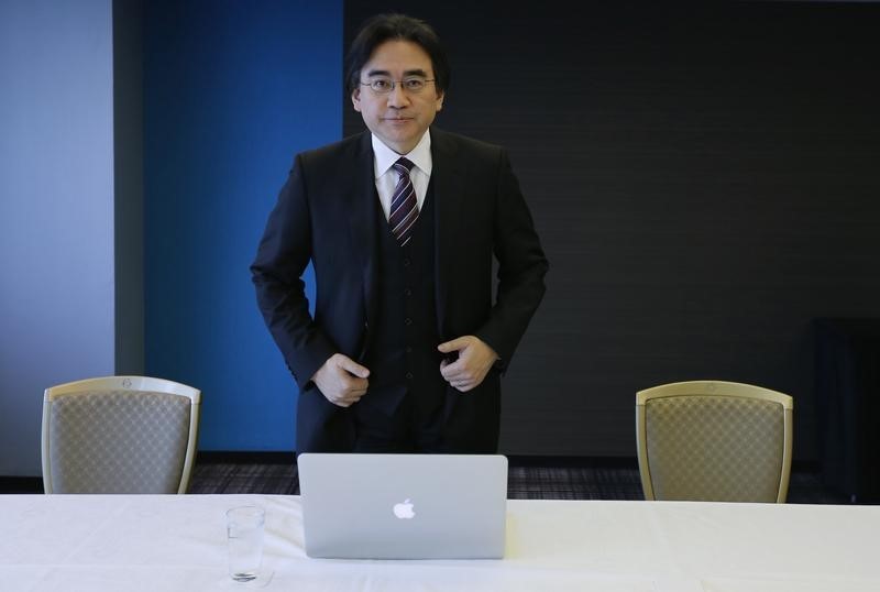 © Reuters. Iwata attends an interview in Tokyo
