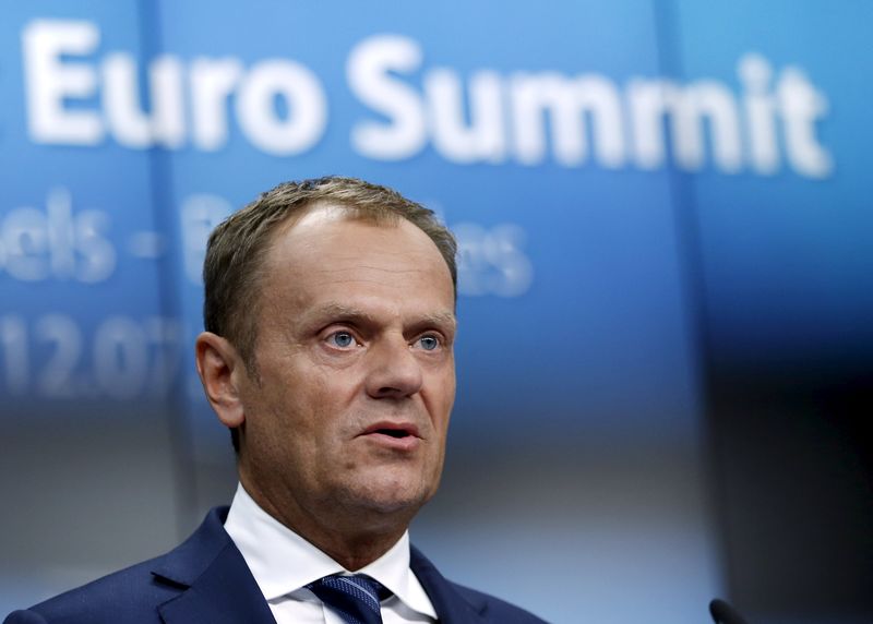 © Reuters. Presidente do Conselho Europeu, Donald Tusk, durante entrevista coletiva em Bruxelas