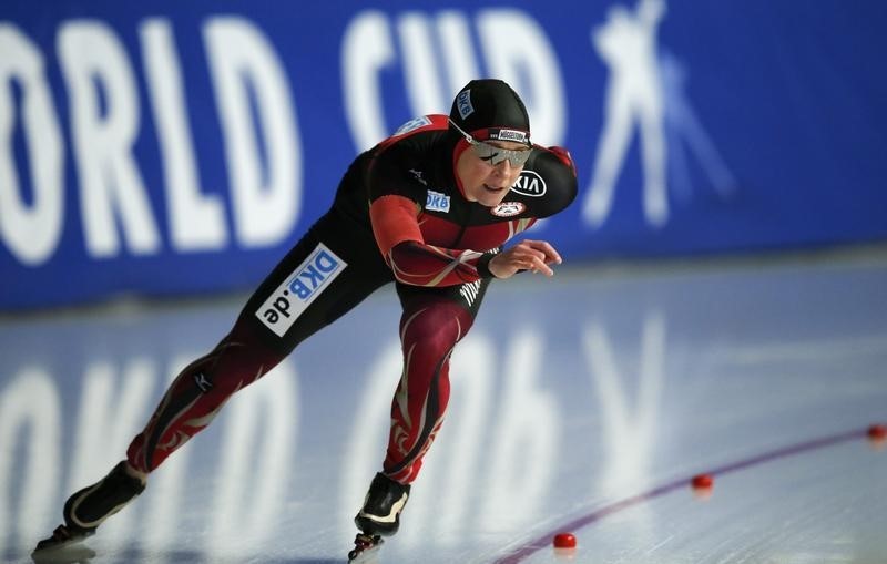 © Reuters. Germany's Pechstein competes during the women's 3000m speed skating ISU World Cup Speed Skating Final in Erfurt