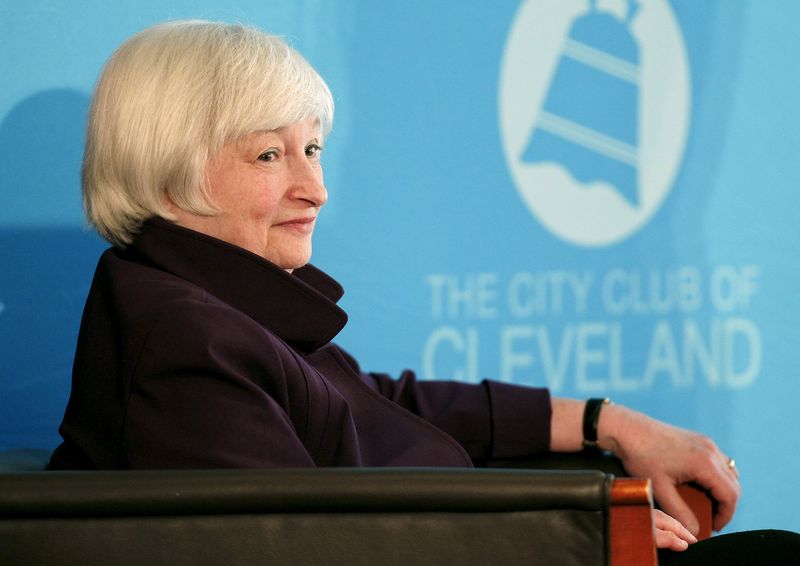 © Reuters. U.S. Federal Reserve Chair Dr. Janet Yellen speaks in Cleveland