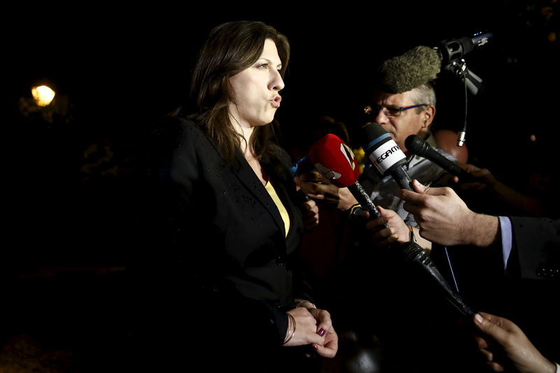 © Reuters. Presidente do Parlamento da Grécia, Zoe Constantopoulou, em Atenas