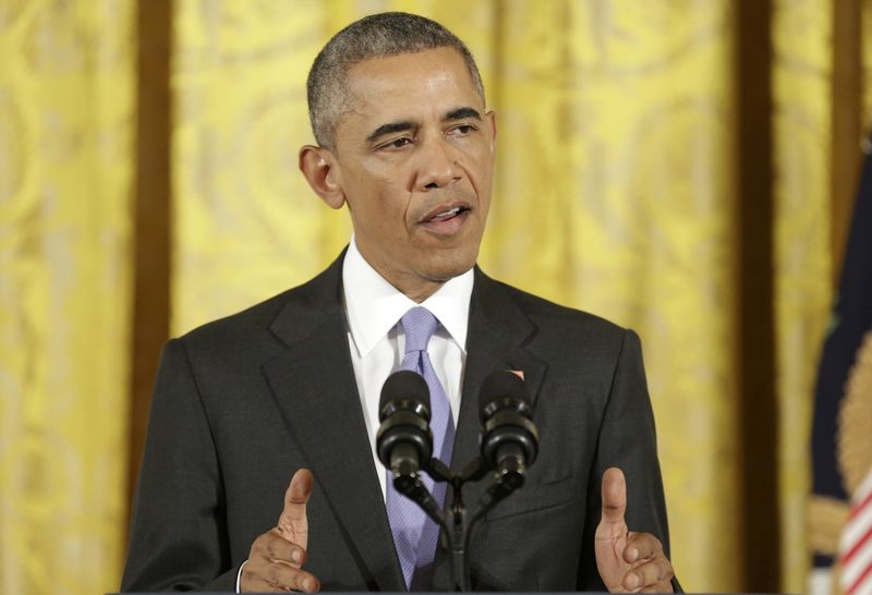 © Reuters. U.S. President Barack Obama speaks about a nuclear deal with Iran during a news conference in the East Room of the White House in Washington 