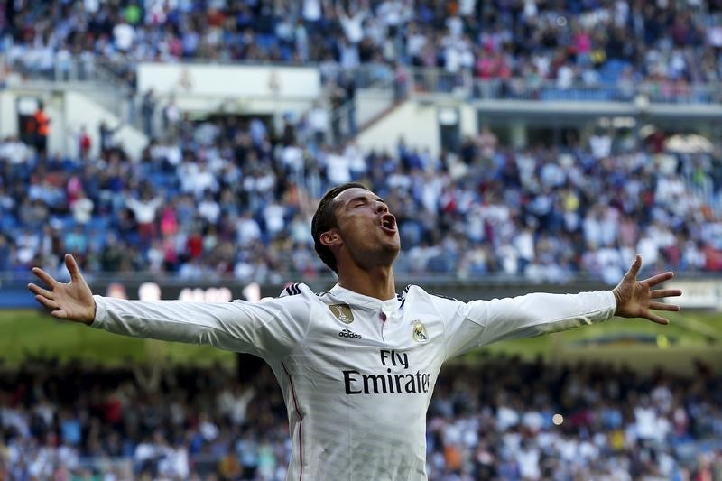 © Reuters. Cristiano Ronaldo comemora gol do Real Madrid 