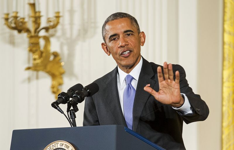 © Reuters. U.S. President Barack Obama speaks during a news conference about the recent nuclear deal reached with Iran, in Washington 