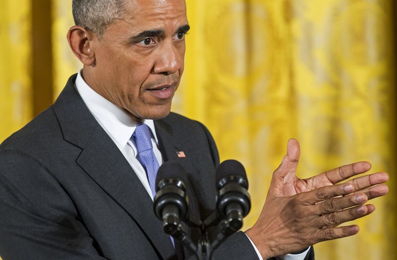 © Reuters. U.S. President Barack Obama speaks during a news conference about the recent nuclear deal reached with Iran, in Washington