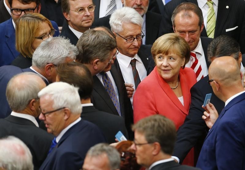 © Reuters. Chanceler alemã, Angela Merkel, durante sessão do Parlamento em Berlim