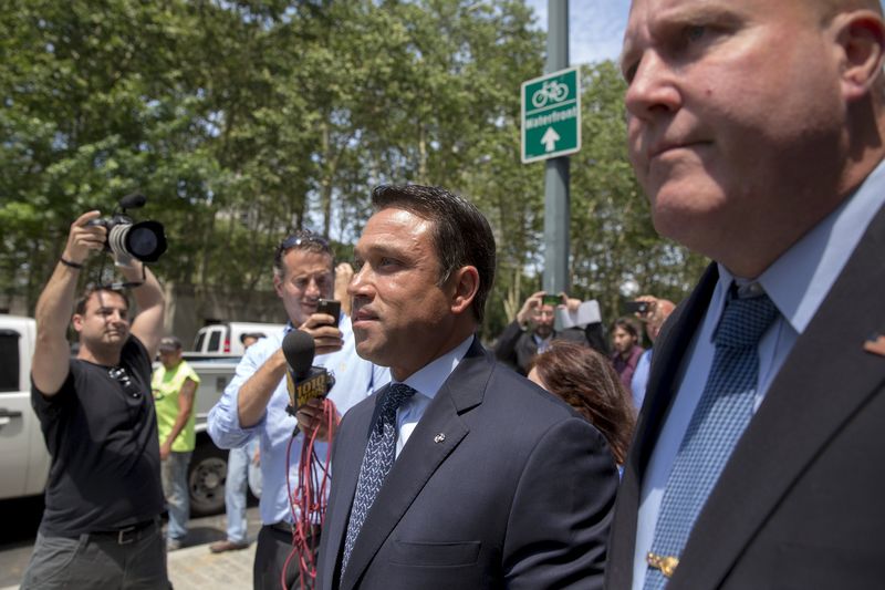 © Reuters. Former U.S. Representative Michael Grimm exits the Brooklyn Federal Courthouse in the Brooklyn Borough of New York 