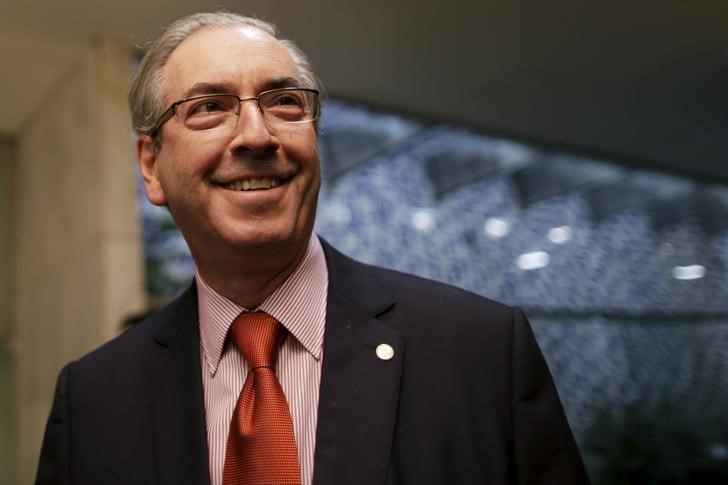 © Reuters. Presidente da Câmara dos Deputados, Eduardo Cunha, sorri durante entrevista coletiva em Brasília