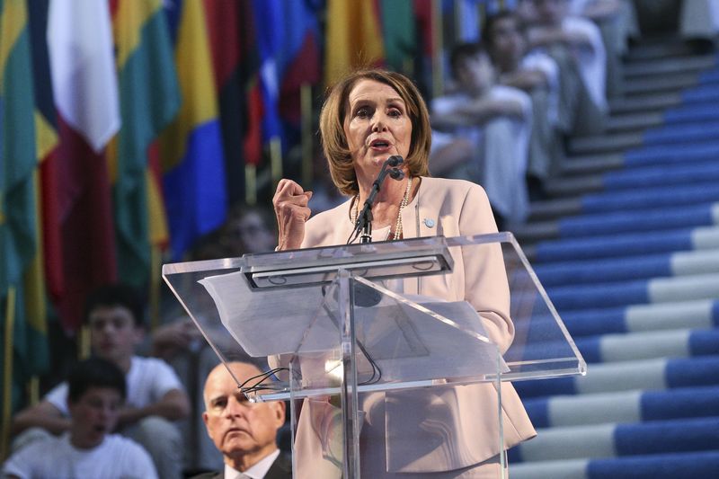 © Reuters. Congresswoman Pelosi speaks during a ceremony commemorating the 70th anniversary of the signing of the UN Charter in San Francisco