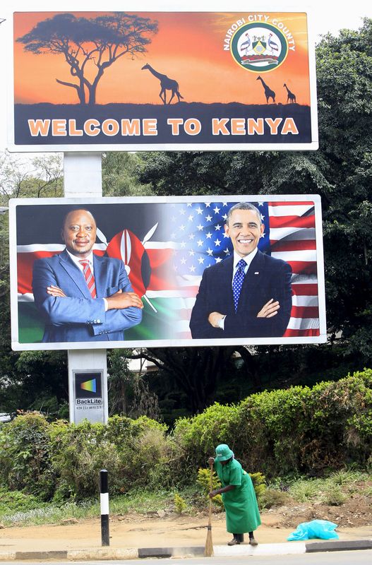 © Reuters. شوارع العاصمة الكينية نظيفة وخالية استعدادا لاستقبال أوباما
