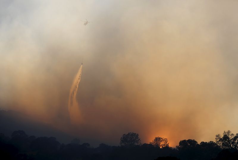 © Reuters. رجال الإطفاء يحققون تقدما في مواجهة حرائق غابات في غرب الولايات المتحدة
