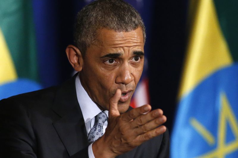 © Reuters. U.S. President Obama comments on recent statements by Republicans during joint news conference in Addis Ababa