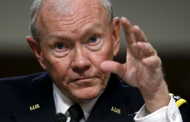 © Reuters. Chairman of the Joint Chiefs of Staff General Dempsey testifies during a Senate Armed Services Committee hearing on Capitol Hill in Washington