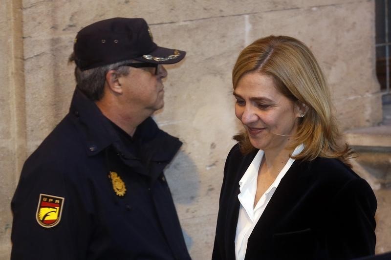 © Reuters. Audiencia de Palma rebaja la fianza de la infanta Cristina a 449.525 eur
