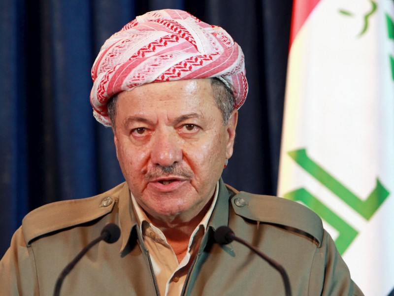 © Reuters. En la imagen de archivo, Massoud Barzani en una conferencia de prensa en Arbil