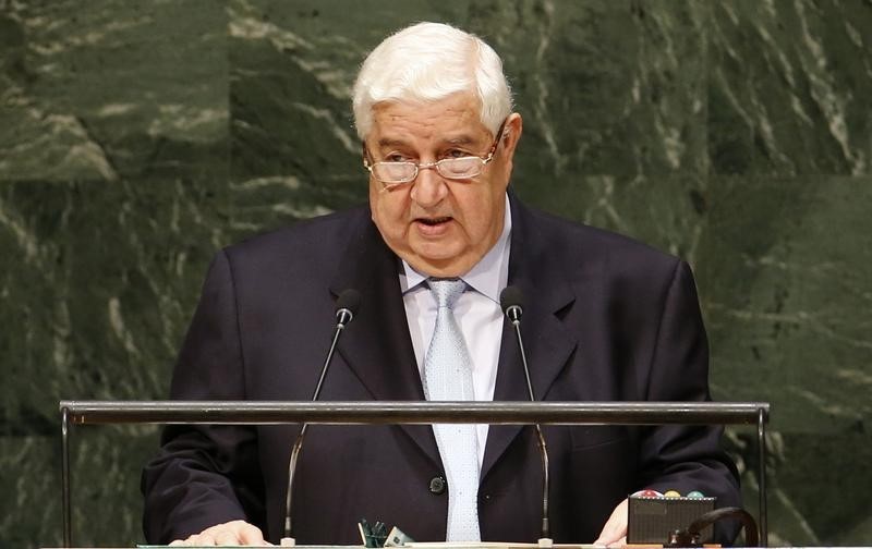 © Reuters. Syria's Foreign Minister Moualem addresses the 69th United Nations General Assembly at the UN headquarters in New York