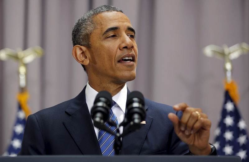 © Reuters. Obama delivers remarks on a nuclear deal with Iran at American University in Washington