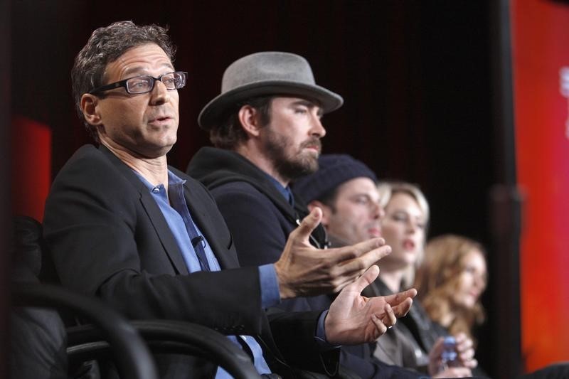 © Reuters. Executive producer and writer Jonathan Lisco and actor Lee Pace participate in the AMC Networks "Halt and Catch Fire" panel at the TCA Winter Press Tour in Pasadena, CA