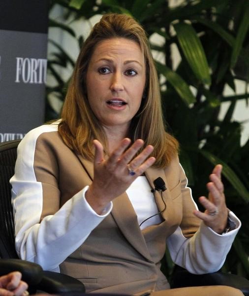 © Reuters. Heather Bresch, chief executive of Mylan, Inc., speaks during a session at Fortune's Most Powerful Women Summit in Laguna Niguel