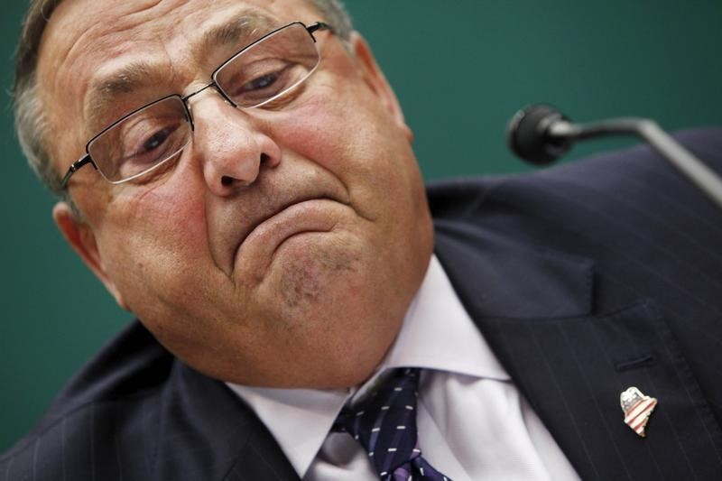 © Reuters. LePage pauses at the end of his prepared remarks as he testifies before a U.S. House Energy and Commerce Subcommittee hearing to review draft legislation on hydropower, on Capitol Hill in Washington