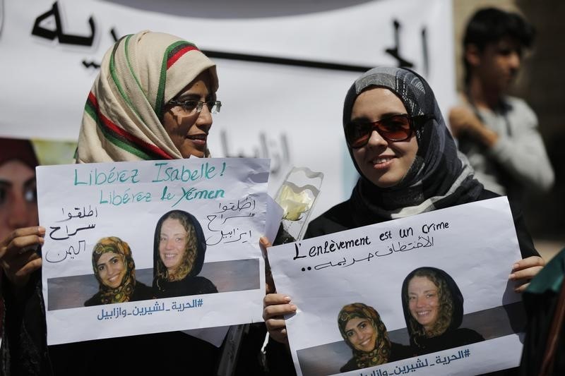 © Reuters. Liberan a rehén francesa en Yemen, dice oficina del presidente