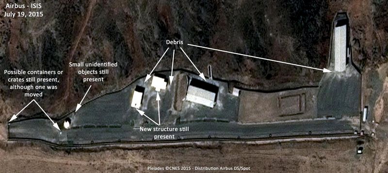 © Reuters. Institute for Science and International Security photo shows the status of the site at the Parchin military complex that has been linked to high explosive work