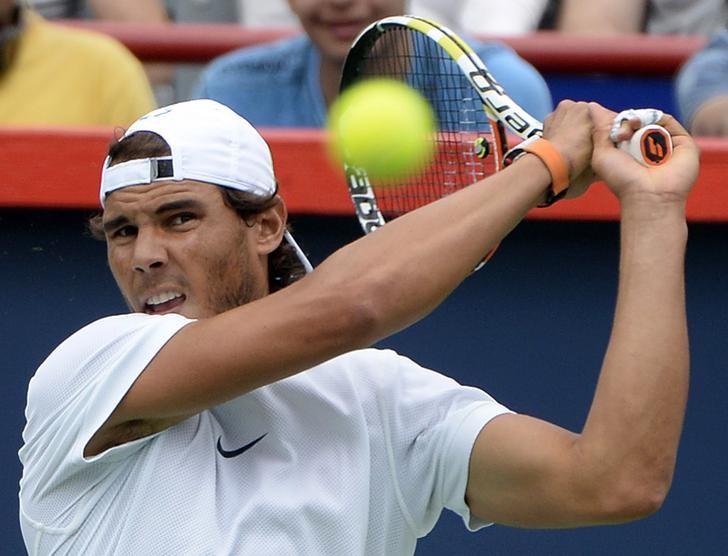 © Reuters. Nadal treina em Montreal