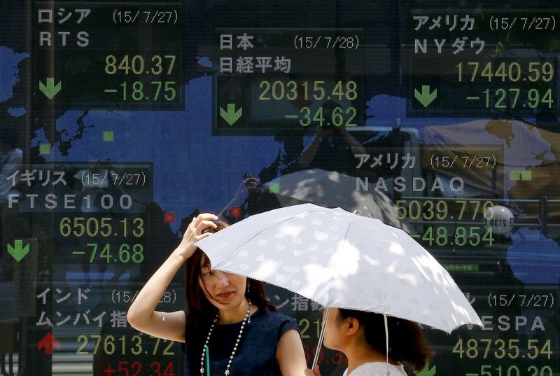 © Reuters. نيكي ينخفض بفعل جني الارباح مع خفض الصين قيمة اليوان