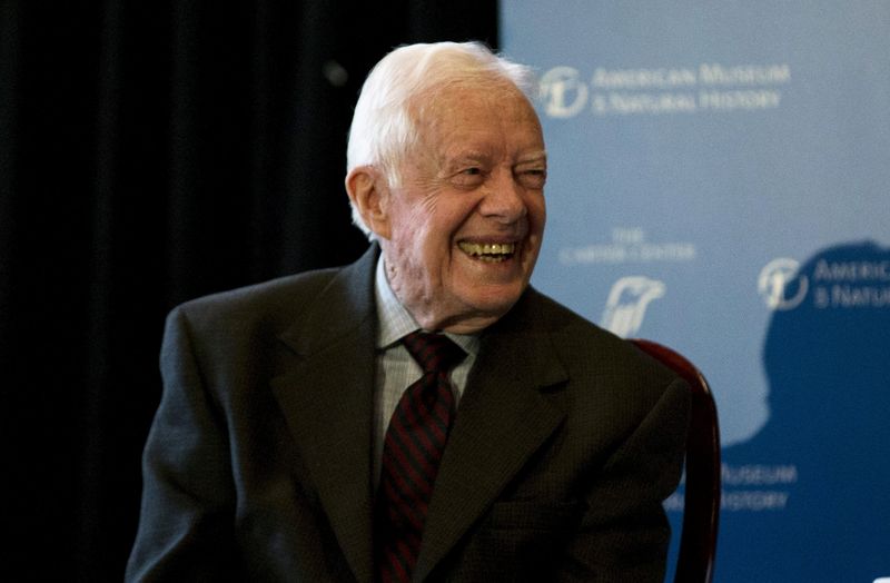 © Reuters. File photo of former U.S. president Carter speaking at the American Museum of Natural History in New York