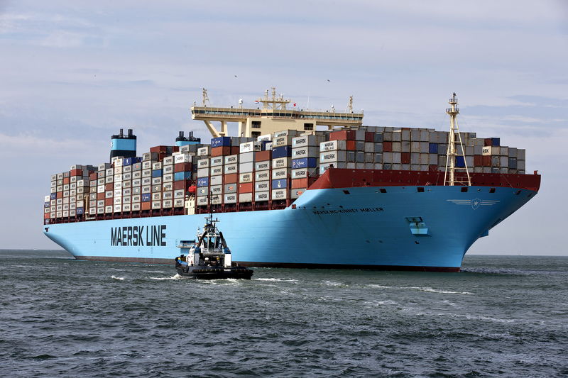 © Reuters. File photo of the MV Maersk Mc-Kinney Moller container ship arriving at the harbour of Rotterdam