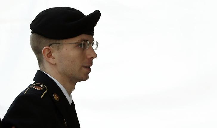 © Reuters. Chelsea Manning, soldado presa, ainda identificado como homem, durante julgamento em Maryland, nos Estados Unidos