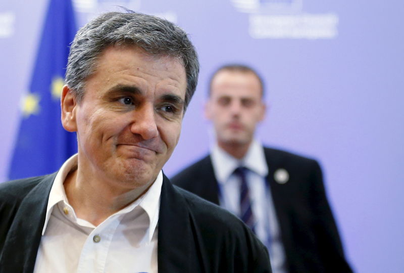 © Reuters. Ministro das Finanças grego, Euclid Tsakalotos, após reunião em Bruxelas
