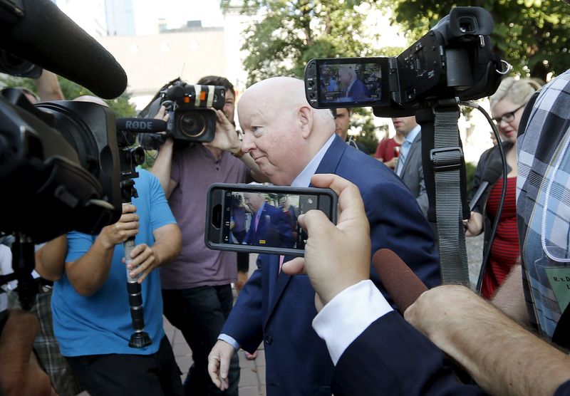 © Reuters. Suspended Senator Duffy arrives at the courthouse in Ottawa