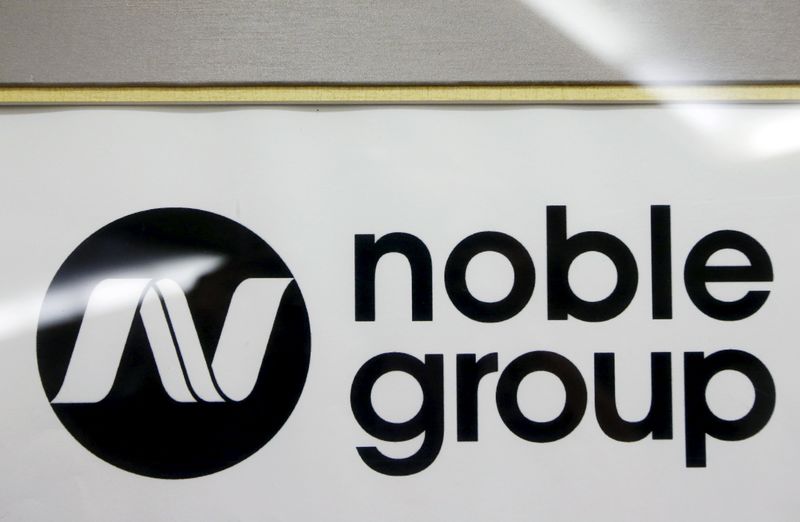 © Reuters. A Noble Group sign is pictured at a meet-the-investors event in Singapore