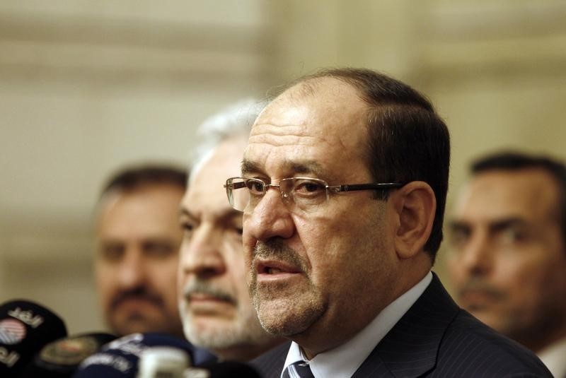 © Reuters. Iraqi Vice President Nuri al-Maliki speaks during a news conference in Baghdad