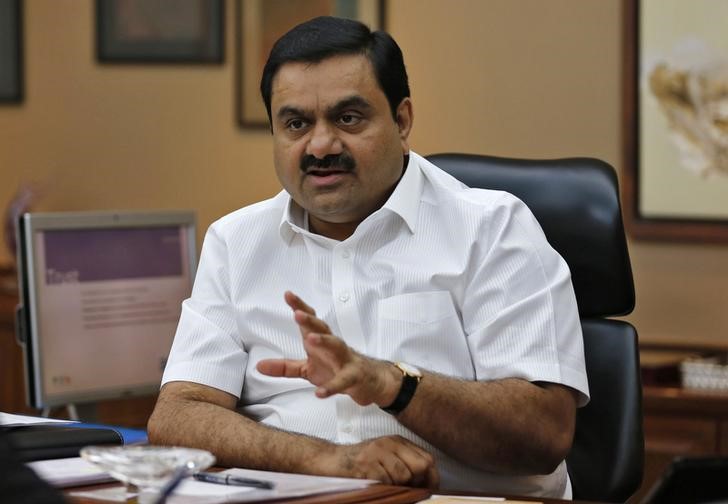 © Reuters. Indian billionaire Adani speaks during an interview with Reuters at his office in Ahmedabad