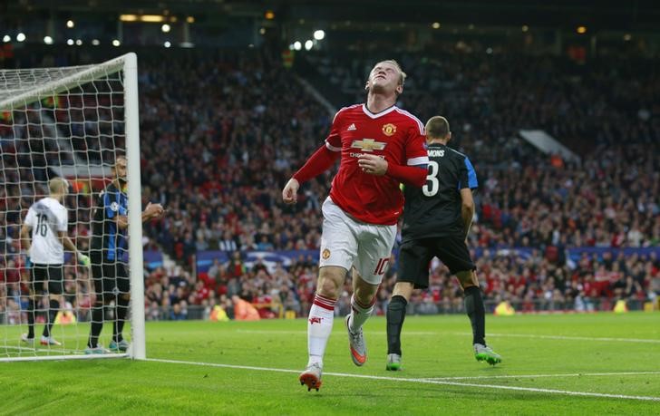 © Reuters. Atacante Wayne Rooney, do Manchester United, durante partida contra o Club Bruges pela Liga dos Campeões