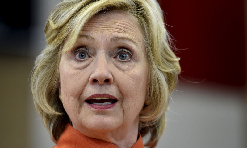 © Reuters. Democratic presidential candidate Hillary Clinton looks on as she speaks during a town hall meeting in Las Vegas, Nevada