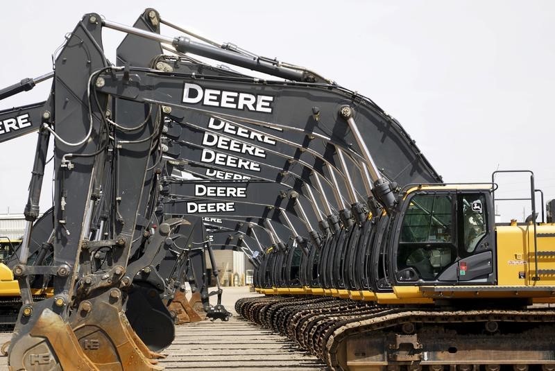 © Reuters. Equipment for sale is seen at a John Deere dealer in Denver