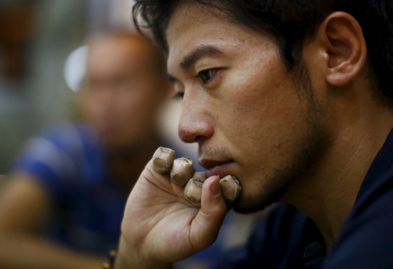 © Reuters. Japanese climber Nobukazu speaks during an interview in Kathmandu 