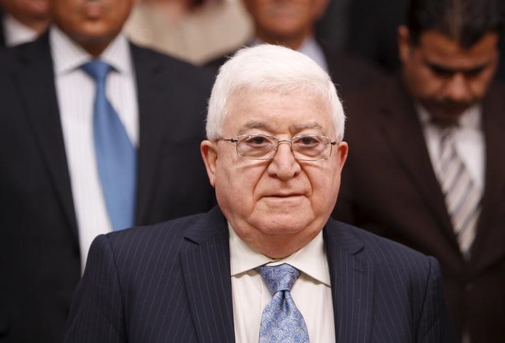 © Reuters. Iraq's President Fouad Massoum attends a conference at the Foreign Ministry in Baghdad