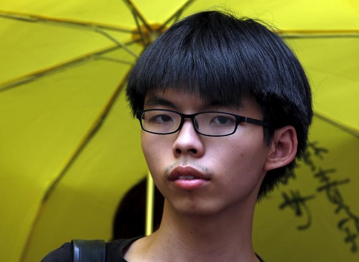 © Reuters. Líder estudantil Joshua Wong durante manifestação em Hong Kong 