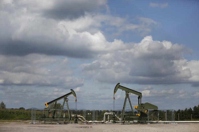 © Reuters. Working oil pumps are seen in Niederlauterbach