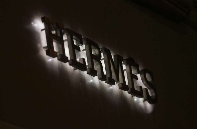 © Reuters. A Hermes sign is seen on one of their Paris stores