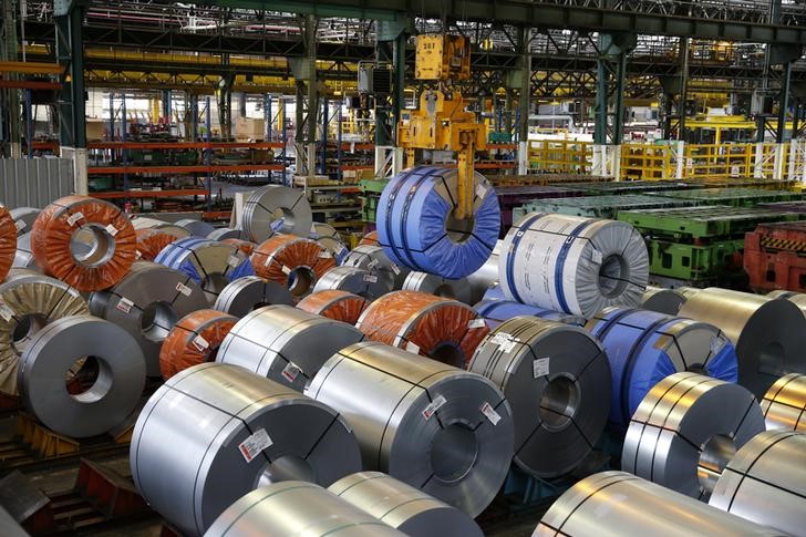 © Reuters. Coils of steel are seen at the Renault automobile factory in Flins