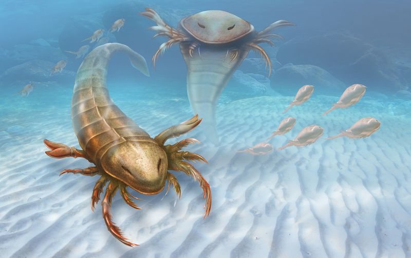 © Reuters. An artist's impression of a large, active predator called Pentecopterus decorahensis that lived 467 million years ago during the Ordovician Period