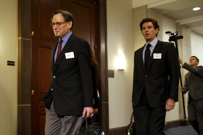 © Reuters. Blumenthal arrives to be deposed in private session of the House Select Committee on Benghazi at the U.S. Capitol in Washington