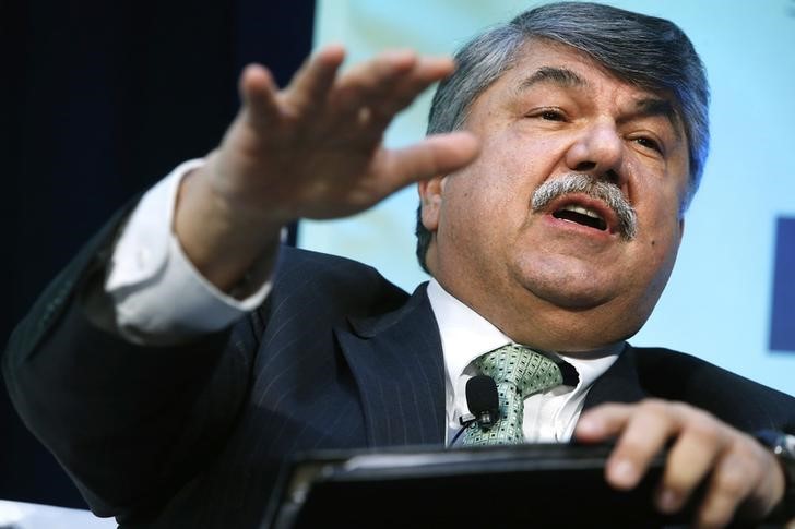 © Reuters. Trumka takes part in an onstage interview during The Atlantic Economy Summit in Washington