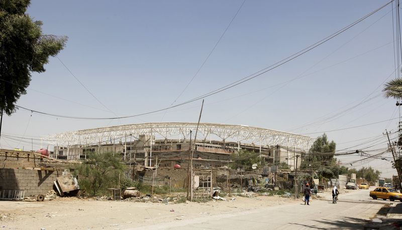 © Reuters. A view of a stadium being built by a Turkish company in Baghdad's Habibiya district 