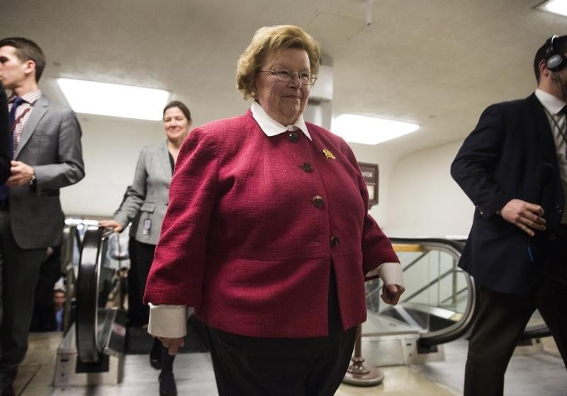 © Reuters. Senator Barbara Mikulski (D-MD) arrives for a vote on Capitol Hill